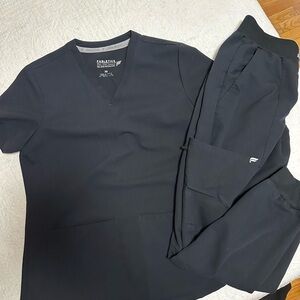 Fabletics Black V‑Neck Scrub Top
